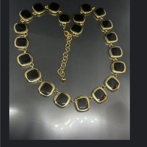 Vintage Anne Klein Reversible Elegant Black (Cream) and Gold Necklace